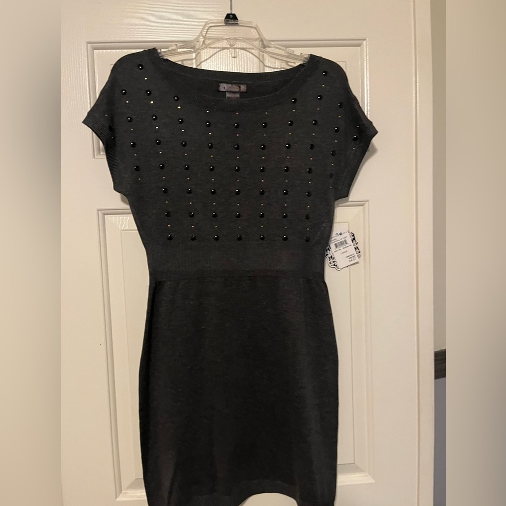 JJ Basics charcoal Heather grey dress